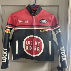 Ebrezza Leather Lucky Rider Super Motorbike Jacket Youth Small